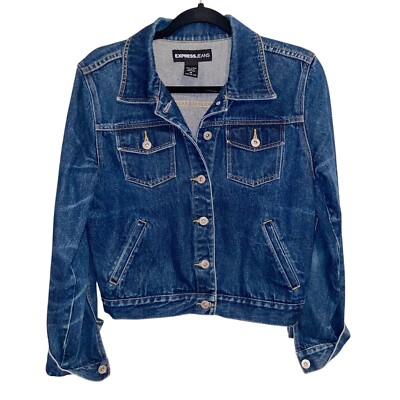 Vintage Express Jeans Jacket Womens Medium Denim Trucker 90s Y2K