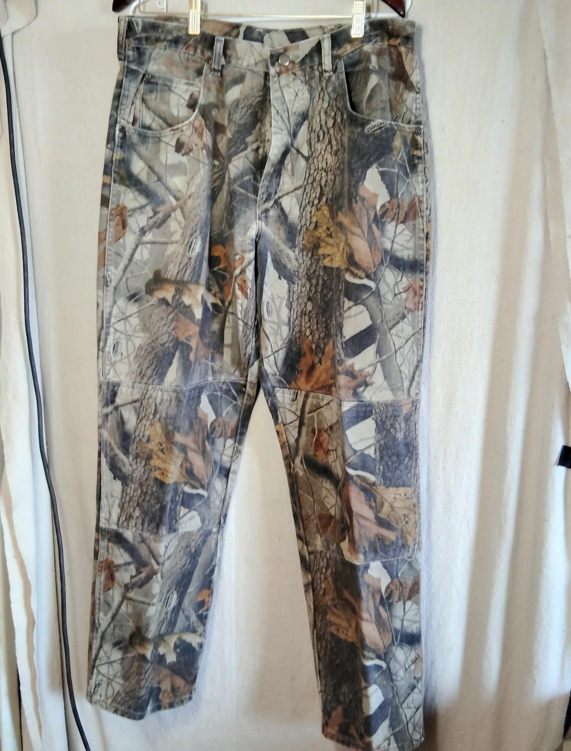 Wrangler Camo Pants Jeans Mens 36x32 Double Knee Realtree Hardwoods