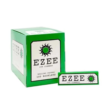 New Full Box of Ezee Green Rolling Cigarette Papers Standard Size Cut Corner