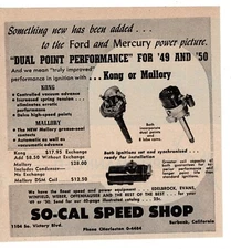 1951 SO-CAL Speed Shop Kong Mallory Ignition Hot rod parts Burbank CA Vintage Ad