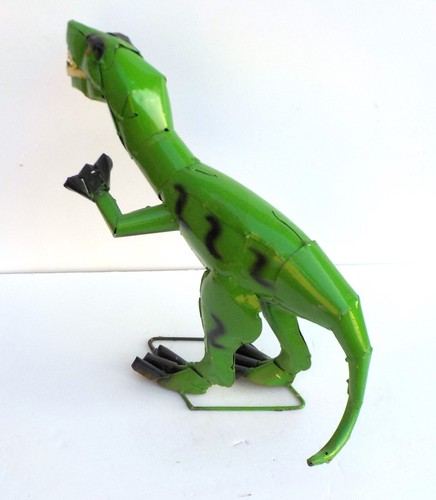 METAL ART TYRANNOSAURUS REX DINOSAUR SCULPTURE ANIMAL FIGURE 15" TALL 18" LONG - 第 6/6 張圖片