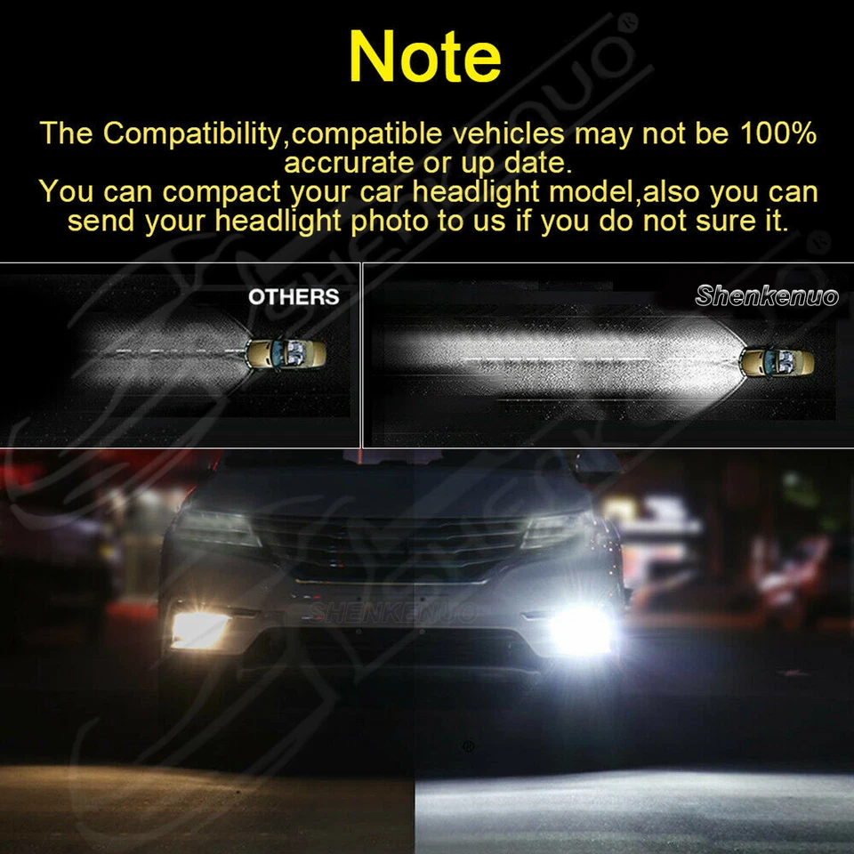 For Mercedes-Benz SLK55 AMG 2005-2011 LED Headlight Fog Light 9006 HB4 6000K SKE - Image 3 of 4