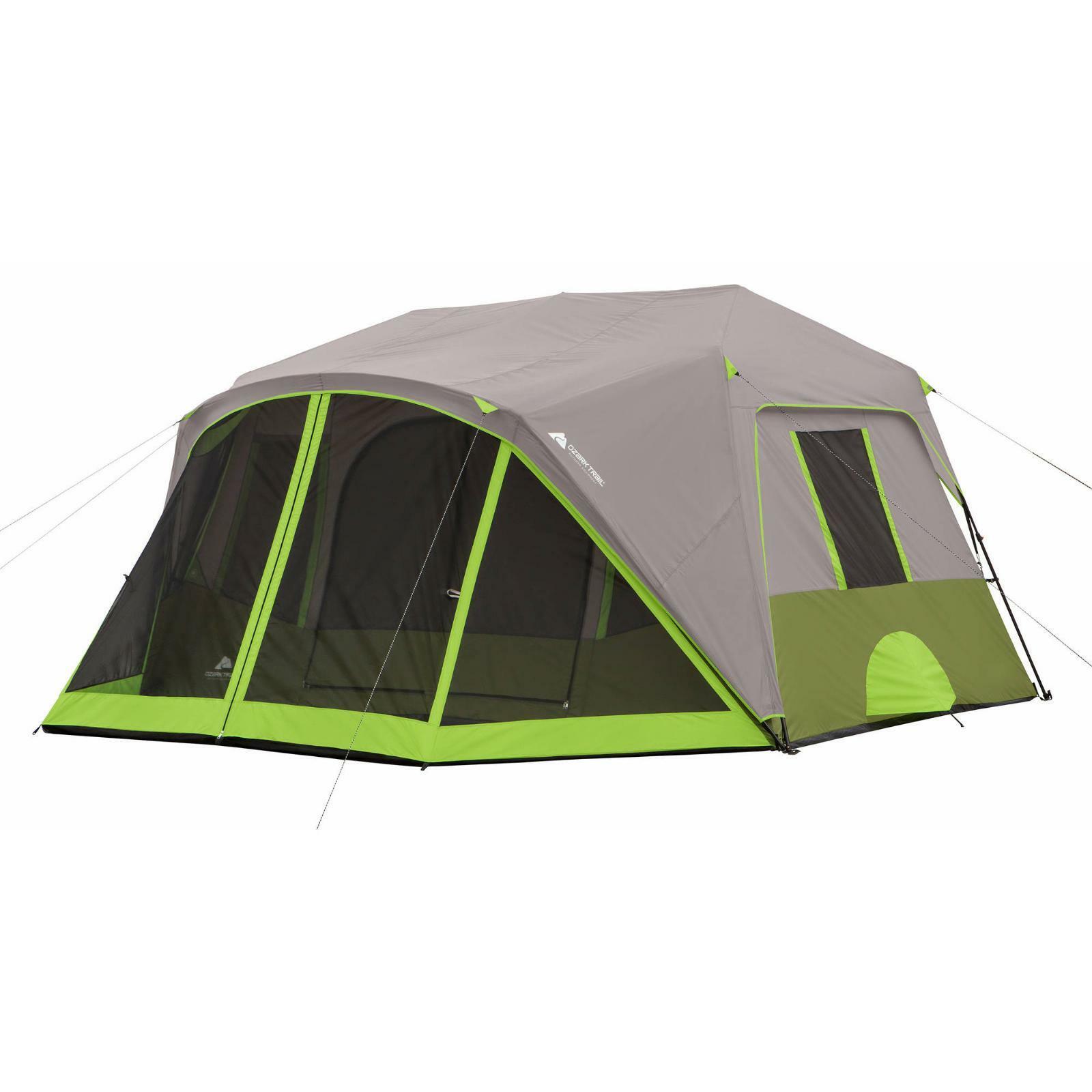 2 Room Instant Family Cabin Camping Tent With Screen Room 7ft Ceiling Sleeps 9