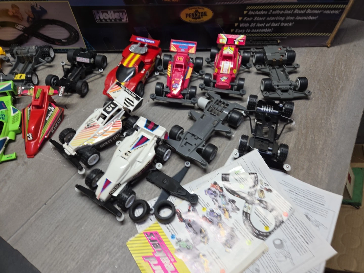  vintage hasbro record breakers super 8 speedway system pista de carro de corrida não testada 