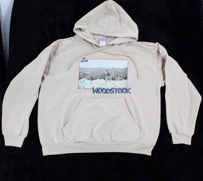 Woodstock - 1969 -Beige Pullover Hoodie - Drawstring/Pockets/Embroidered/XL