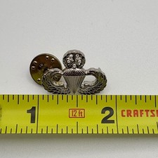 US Army Senior Parachutist Silver Tone Badge Pin Airborne Jump Wings Military