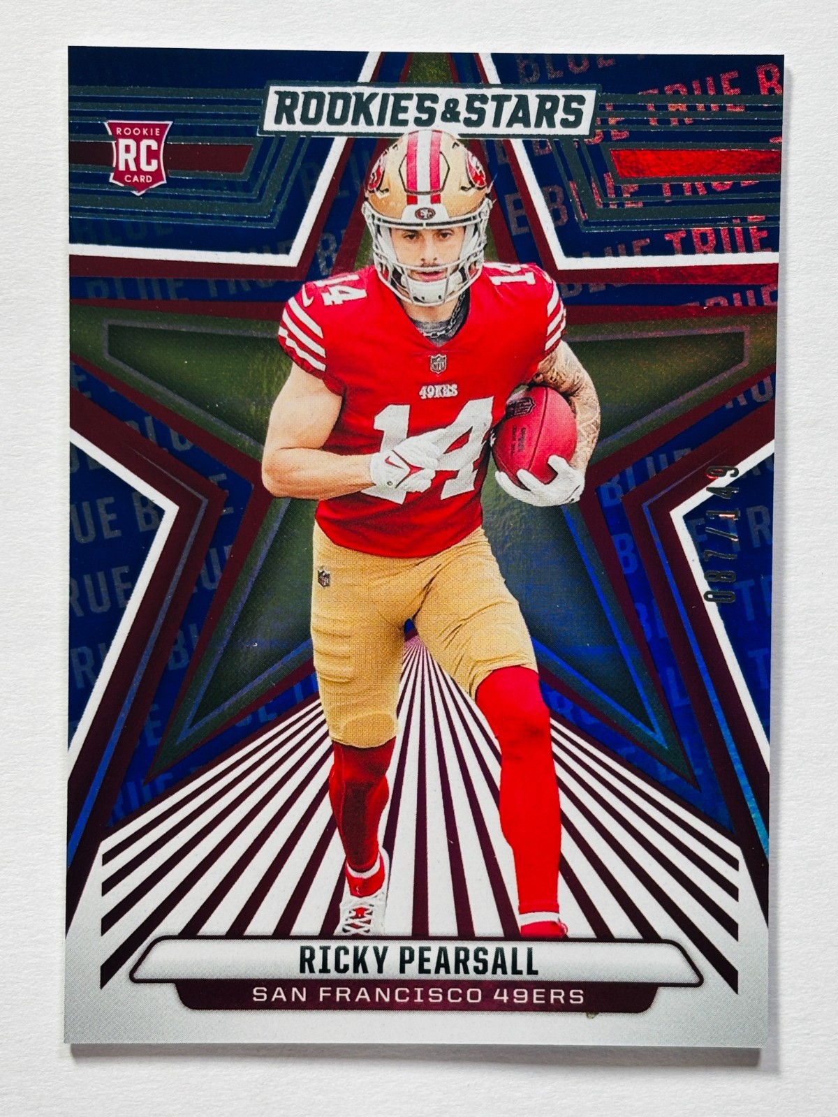 2024 Panini Rookies & Stars Ricky Pearsall True Blue RC /149 49ers