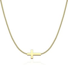 Cross Necklace for Women 14K Gold Plated Dainty Small Cross Pendant Choker Si...