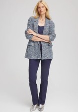 Chico  s Tweed Double Breasted Blazer NWOT Size 1 Medium Passport Blue