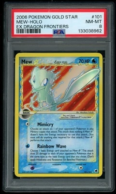 2006 POKEMON GOLD STAR MEW-HOLO EX DRAGON FRONTIERS #101 PSA 8