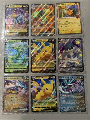 Pokemon TCG Modern Full Art Holo Rare EX & V Binder Page Lot of 9 Cards