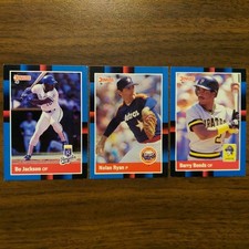 3 Nolan Ryan #61 & Barry Bonds #326 Bo Jackson #220 2yr 1988 Donruss MLB Cards