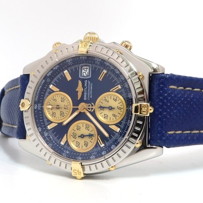 Breitling Chronomat Blue Dial Chrono 18k Yellow Gold & Stainless Steel B13050.1