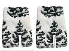 Bianca 2pc Bath Towel Christmas Tree Pattern Holiday Cotton 29x55 Made Portugal