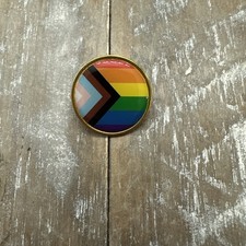 Progressive Pride LGBTQ Flag Gold Tone Lapel Pin