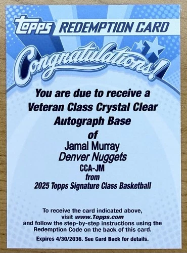 2025 Topps Signature Jamal Murray Base (RAW)