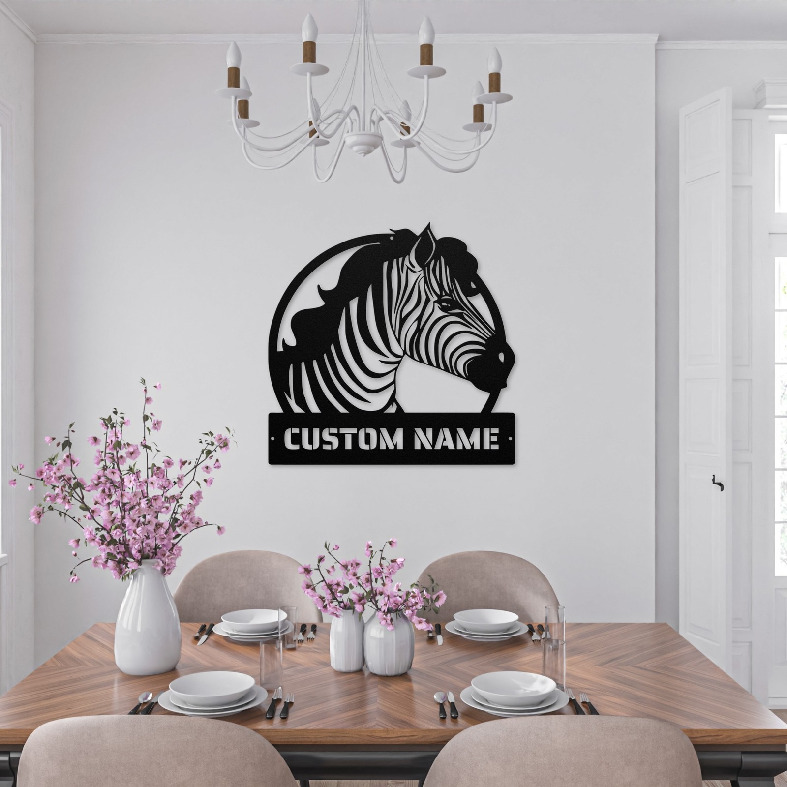 Personalized Zebra Head Metal Sign Custom Wild Animal Decor for Home Office Gift