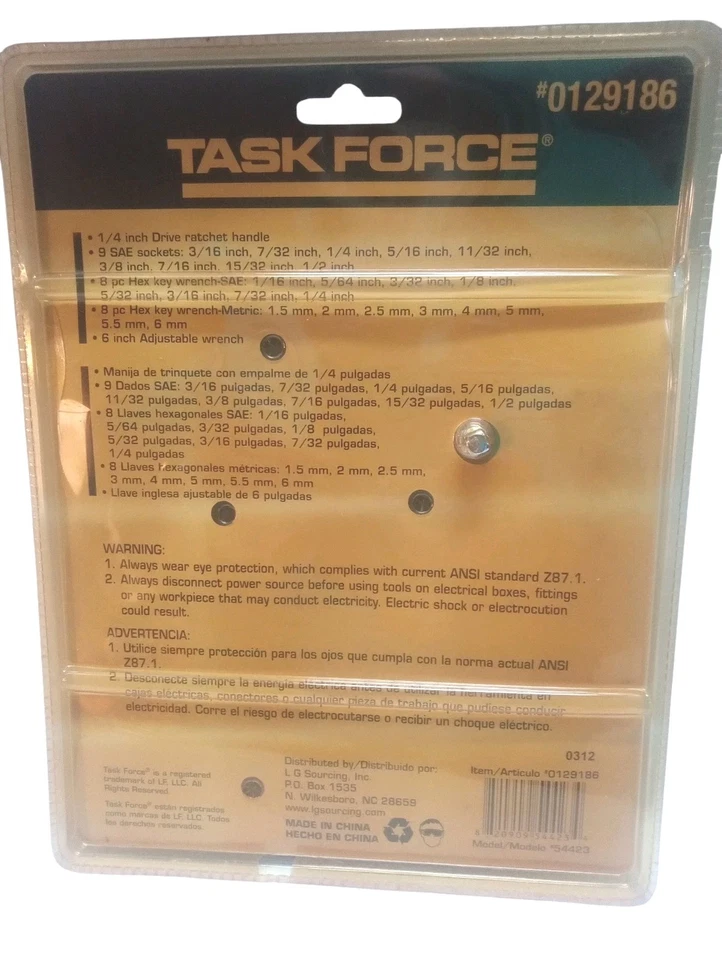 Task Force 27 pc Mechanics Tool Set, Sockets, Ratchet, Wrench, Hex Keys #0129186 - Image 2 of 3