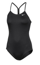 NIKE Girls BLACK Swimsuit Racer Skinny Strap One-Piece Swimwear Swim Size XS