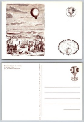 1983 Montgolfier Brothers First Flight Annonay Hot Air Balloon Postcard