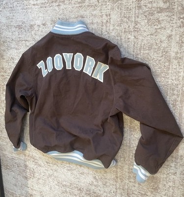 Zoo York Vandal Varsity Jacket Size L Brown Light Blue Y2K Skater Streetwear 90s