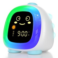 Kids Alarm Clock, 10 Color Night Light, 3 Brightness, Sleep Training, Snooze