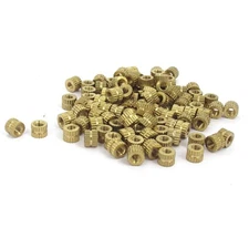 100pack M3 x 4mm Threaded Round Metal Knurl Thread Insert Nuts Brass Tone