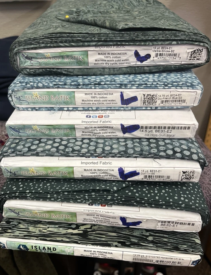 Batik Cotton Fabric, Lot of 5, 1 Yard Cuts, 5 Yards In Total, 100% Cotton - Image 3 of 4