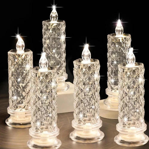 SupBri 6PCS Rose Halo LED Flameless Candles, Battery Operated Crystal Light - product listing photo