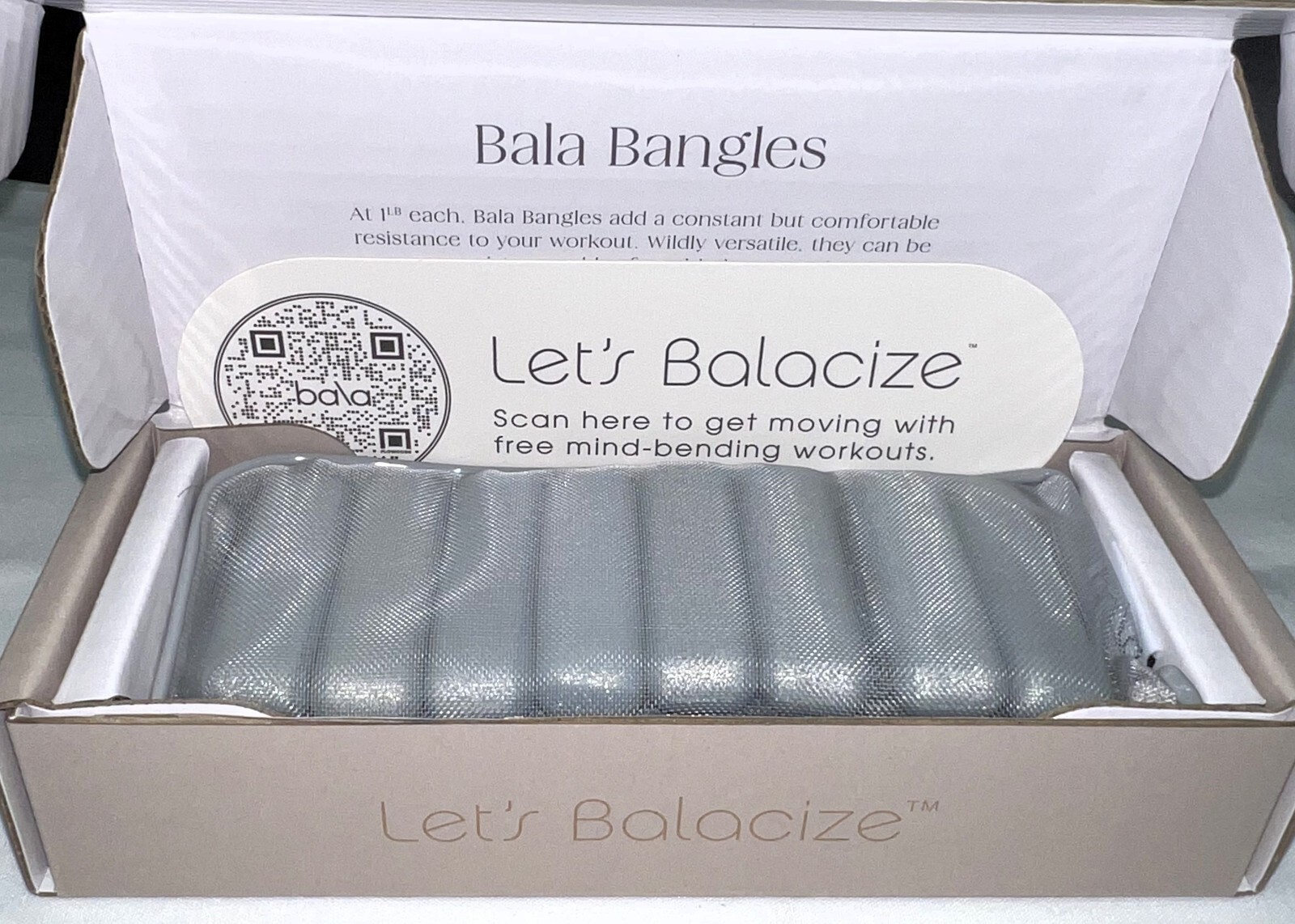 BALA Bangles - SILVER  Adjustable Ankle/Wrist Weights  2  X  2 Lbs Each NEW