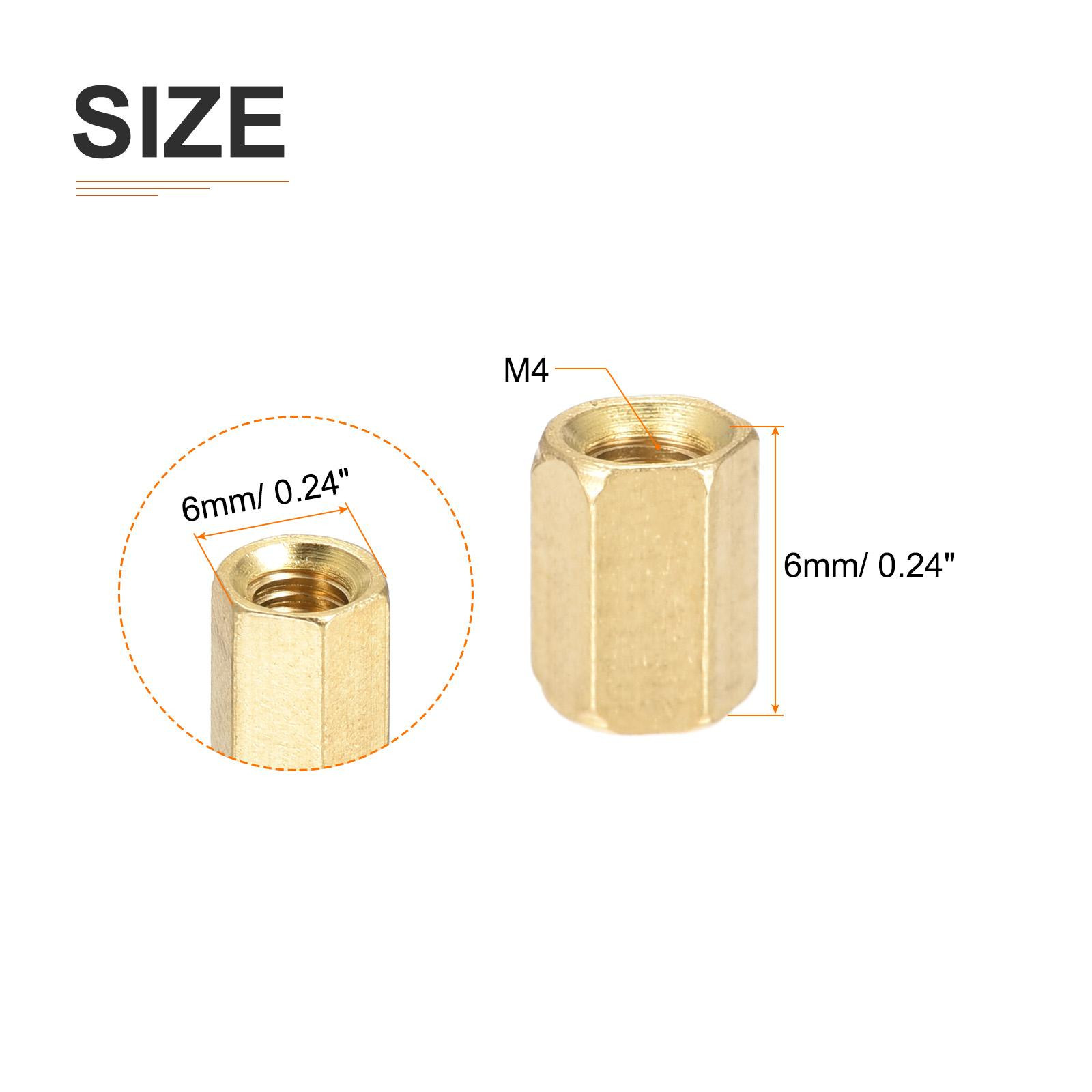 25Pack M4x6mm(DxL) Hex Standoff Spacer Nuts Female Brass Coupling Screws