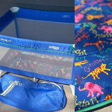VTG Graco Pack 'n Play Portable Playard Bassinet Zoo Jungle Animals Colorful 90s