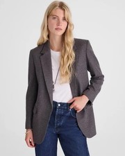 Madewell Houndstooth Blazer Tailored Wool Blend Structured Jacket Size 6