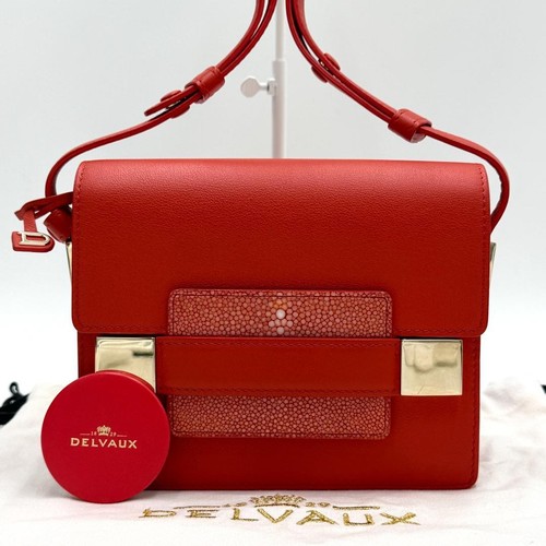 Delvaux Madame Shoulder Bag Stingray Leather Red Japan 10556 From Japan Rare !!!
