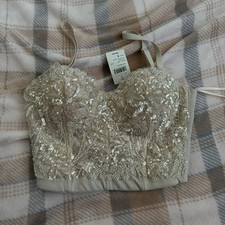 Windsor Sequin Embroidered Bustier S Adjustable Straps Underwired Gold Corset