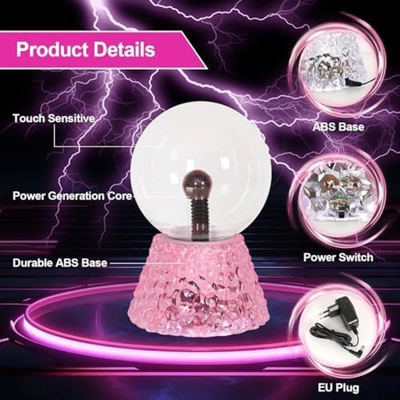 Palla Al Plasma Da 5 Pollici, Luce Al Plasma Con Base in Cristallo, Sfera Al Pla - Immagine 3 di 4