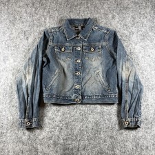 Vintage Express Jean Jacket Womens Medium Blue Denim Trucker 90s Button Front