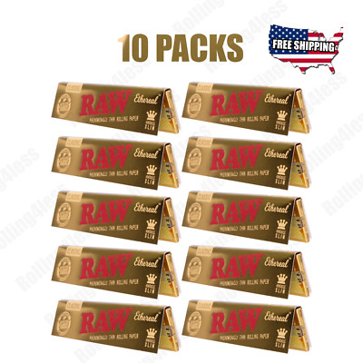 AUTHENTIC Raw Classic Ethereal KINGSIZE SLIM Unrefined Rolling Papers | 10 packs