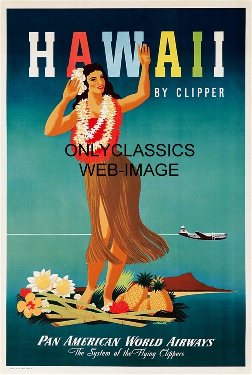 1948 PAN AM WORLD AIRWAYS CLIPPER AIRPLANE HAWAII AVIAITON 11X17