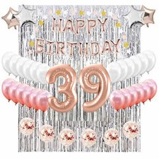 39th Birthday Complete Rose Gold  Silver Balloon Party Decoration Supplies
