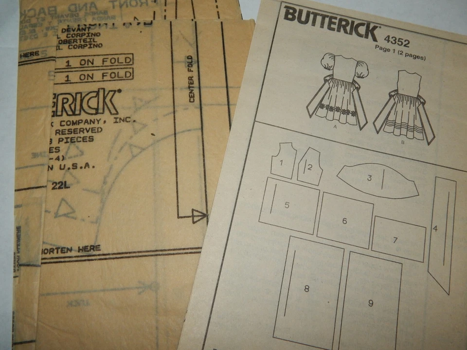 Butterick 4352 Dress Easter Flower Girl Sewing Pattern Girls 2 3 4 Modest UC - Image 4 of 4