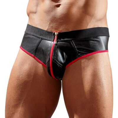 SVENJOYMENT Sexy Herren Jock String S M L XL Erotik Schwarz Rot po frei Zip Slip Pants "Liam