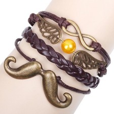 Women Men Vintage Bracelet Mustache Surfer Bracelet Arm Jewelry Chain Trendy