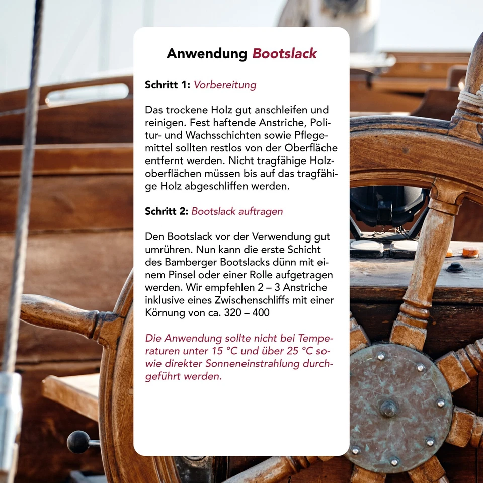 Bootslack Yachtlack Holzlack Klarlack Boots Lack Holz Farblos glänzend 375ml-10L - Bild 4 von 4