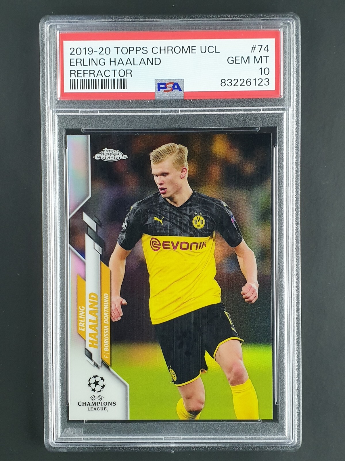 2019-20 Topps Chrome UCL Erling Haaland Refractor PSA 10 #74 Rookie