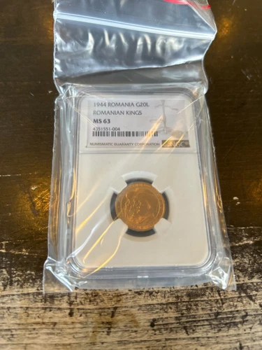 Auction - 1944 romania 20 lei gold coin ngc ms 63