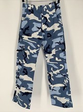 Vtg Rave 90  s Y2K Blue Camouflage Cargo Convertible Capri Shorts Pants Sz XS 28