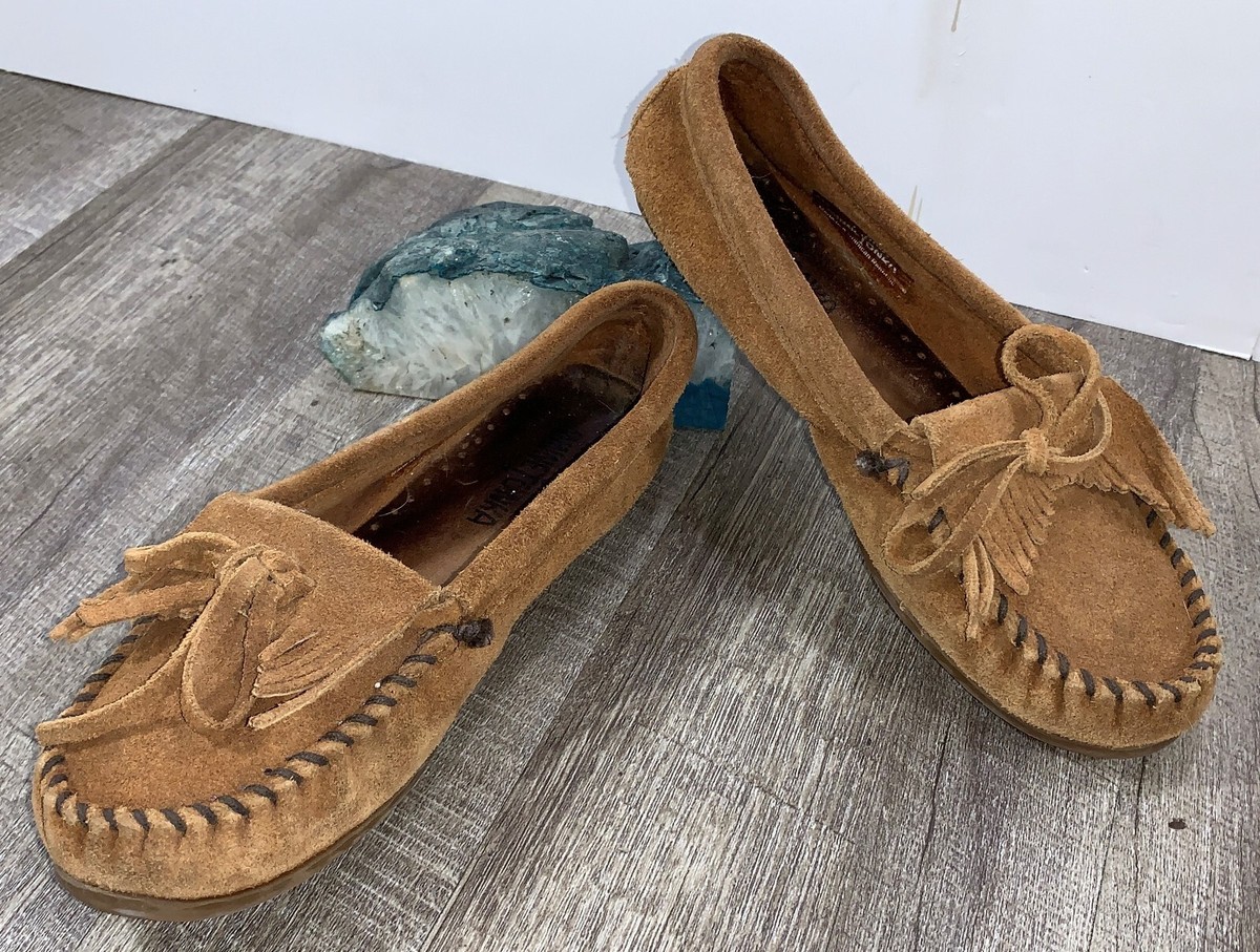 Brown Womens Moccasin Style Slippers Lamo Sheepskin Lady's