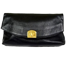 Sergio Rossi Leather Black Medium Size Clutch Bag