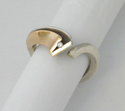 HANDARBEIT RING SILBER/GOLD BRILLANT 0,025ct WERT EUR 498,-